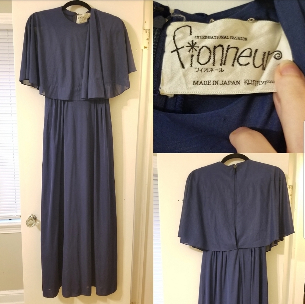 Vintage Cape Maxi Dress